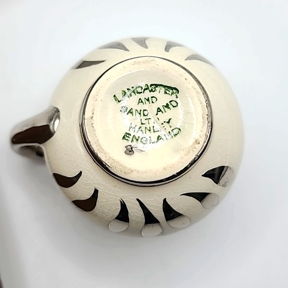 Antique Lancaster Silver Luster Blue Tulip Pitcher - Picture 6 of 6